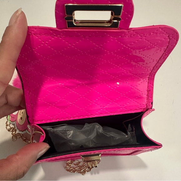NWT Hot Pink Mini Quilted Handbag with Chain - Picture 5 of 5